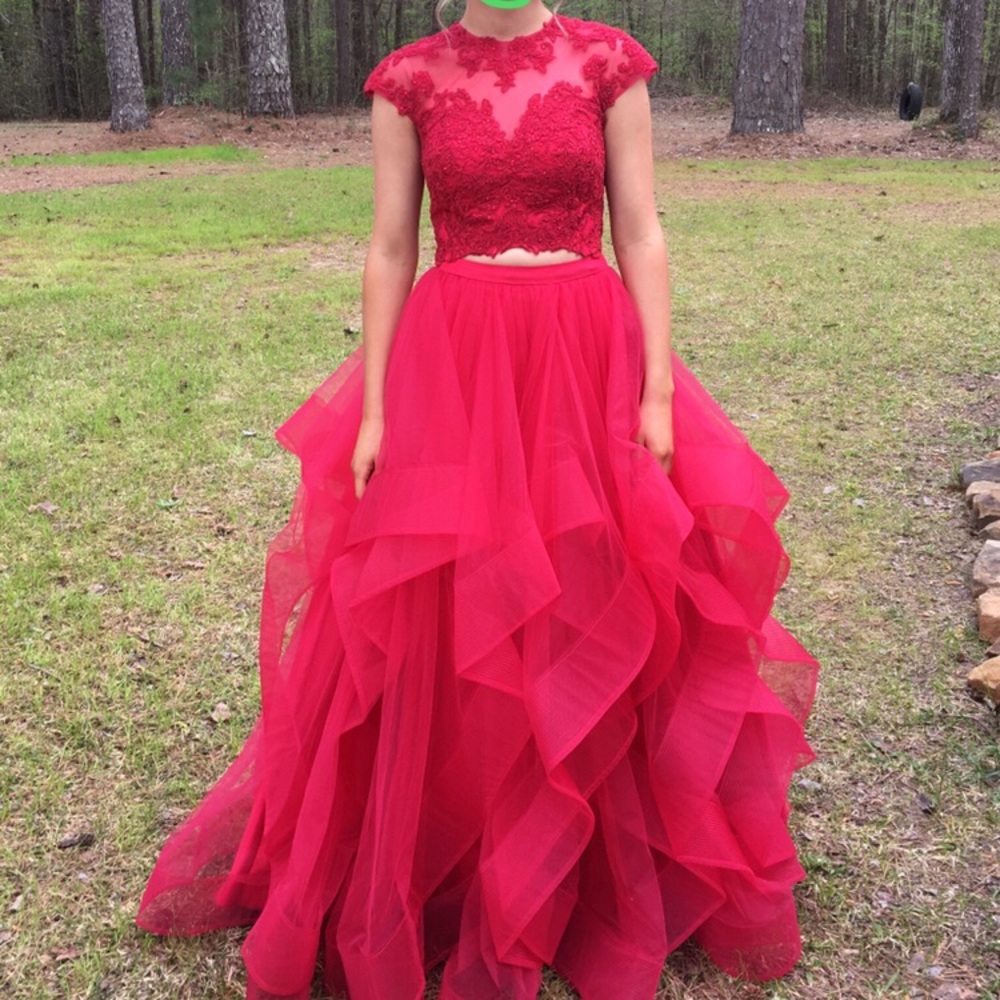 Madison James red Two-piece prom dress
